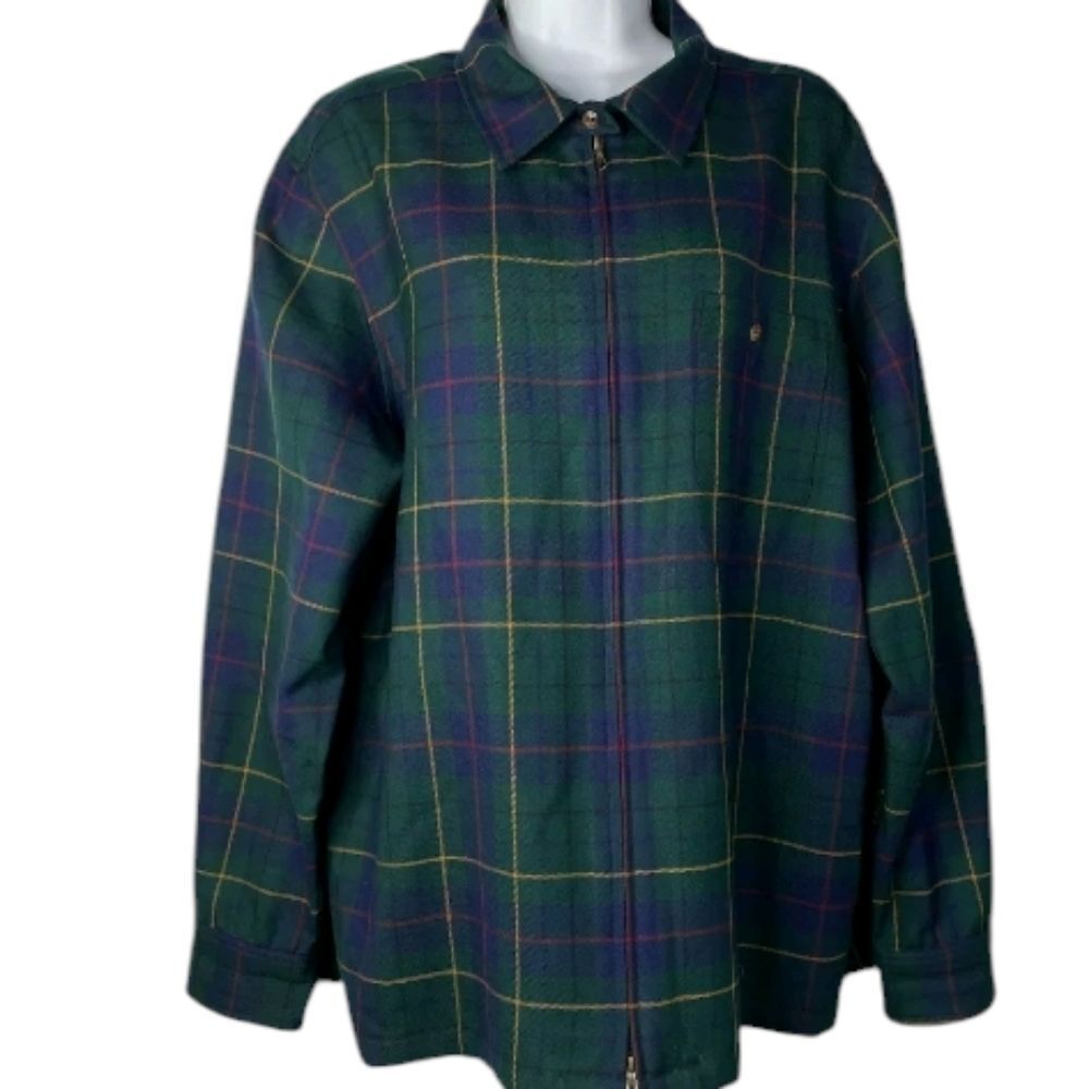 Pendleton Women's Green Blue Plaid Celebration Tartan Wool Zip Front Jacket M - Picture 3 of 15